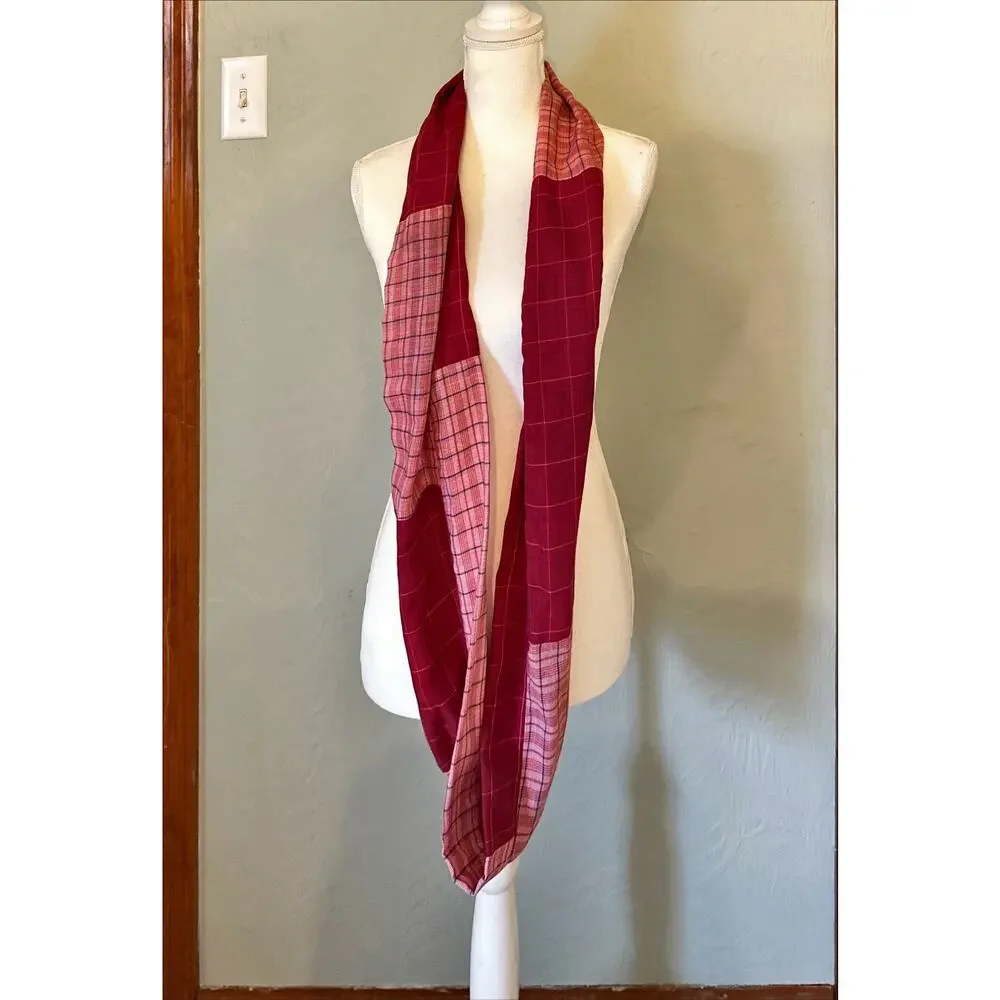Handmade Woman's Lightweight Infinity/Cowl Scarf Plaid Upcycled